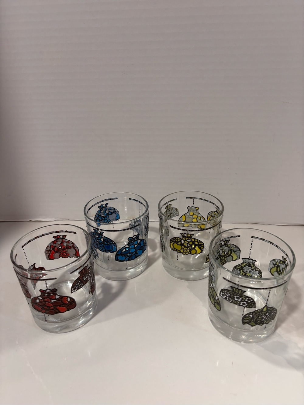 Vintage MCM Tiffany Style Lamp Rock Glasses - Set of 4